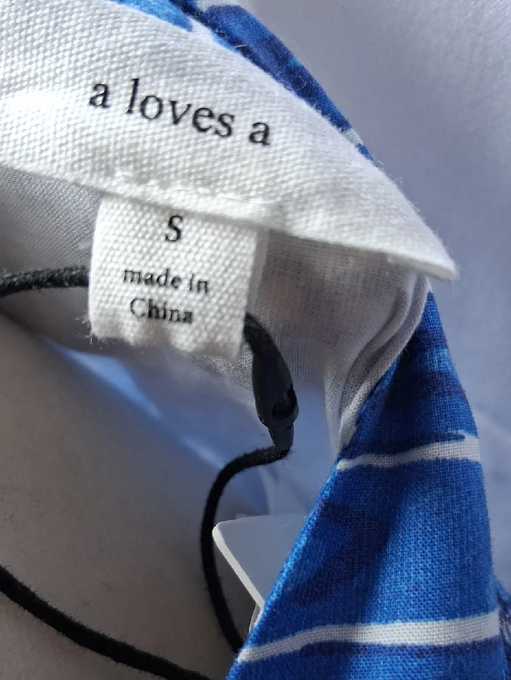 A Loves A Maxi Dress Border Print Mandarin Collar White & Blue S Crocodrile - Picture 8 of 9